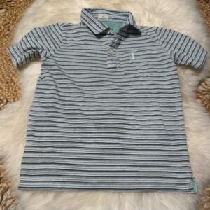 johnnie-O Kids Polo in Blue and White Stripes Size 8